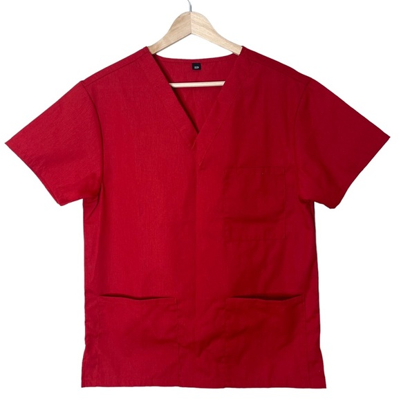 Canada Goose NWOT Short Sleeve V-Neck Medical Nursing Scrub Top in Red - Picture 1 of 11